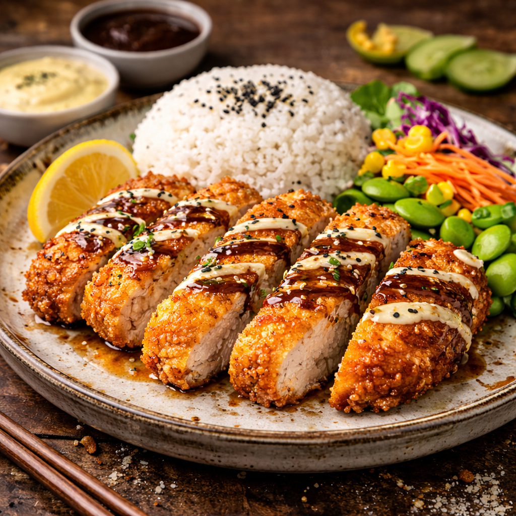 Sego Katsu dengan nasi dan ayam crispy